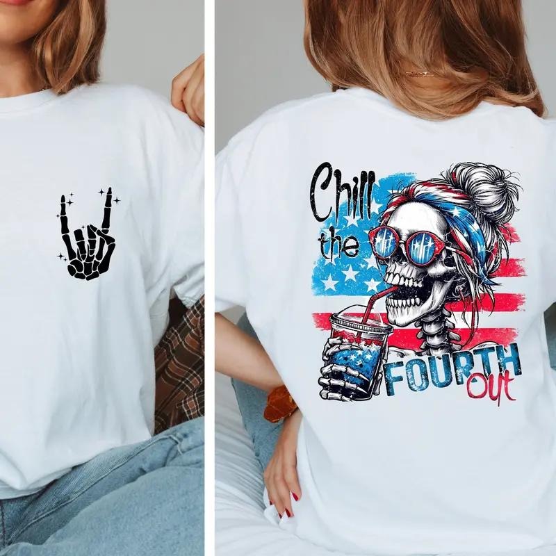4th of July Shirt, Retro American Flag T-Shirt, Chill The Fourth Out Shirt, Independence Day Shirt,USA Tee, Women Tee