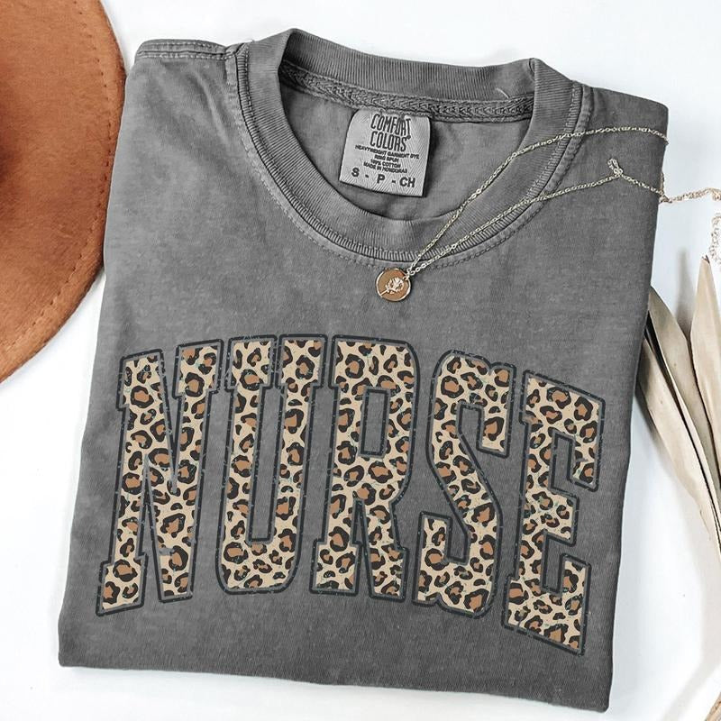 Comfort Colors Leopard Nurse T-shirt, Nurse Shirt, Nurse Life Shirt, RN Tee, Nursing School T-shirt, Unisex T-Shirt