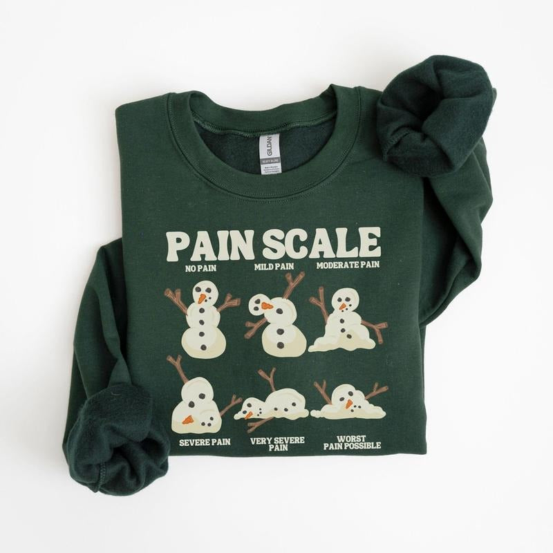 Funny Pain Scale Shirt, Christmas Nurse Sweatshirt, Medical Holiday Sweatshirt, Xmas Gift for Nurse, Healthcare Worker Pain Assessment