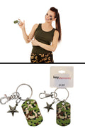 Camouflage Dog Tag And Silver Tone Heart Key Chain KEKC4727