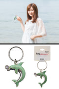 Teal & Silver Tone Dolphin With Rhinestone Accent Key Chain KEKC4733