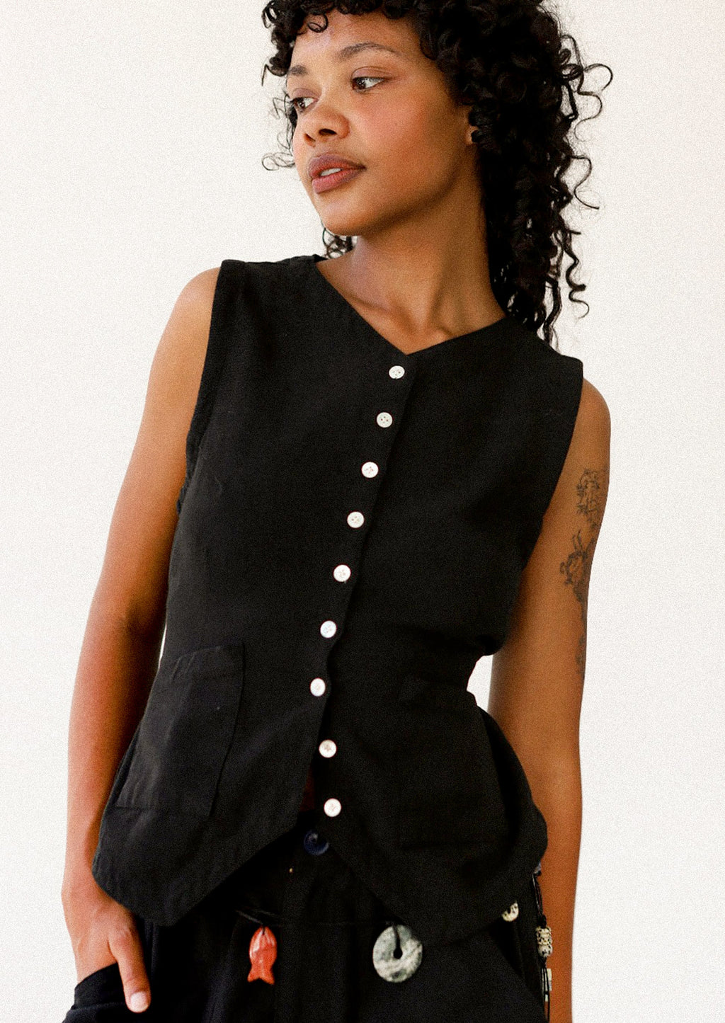 Flared Button Front Vest