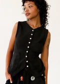 Flared Button Front Vest