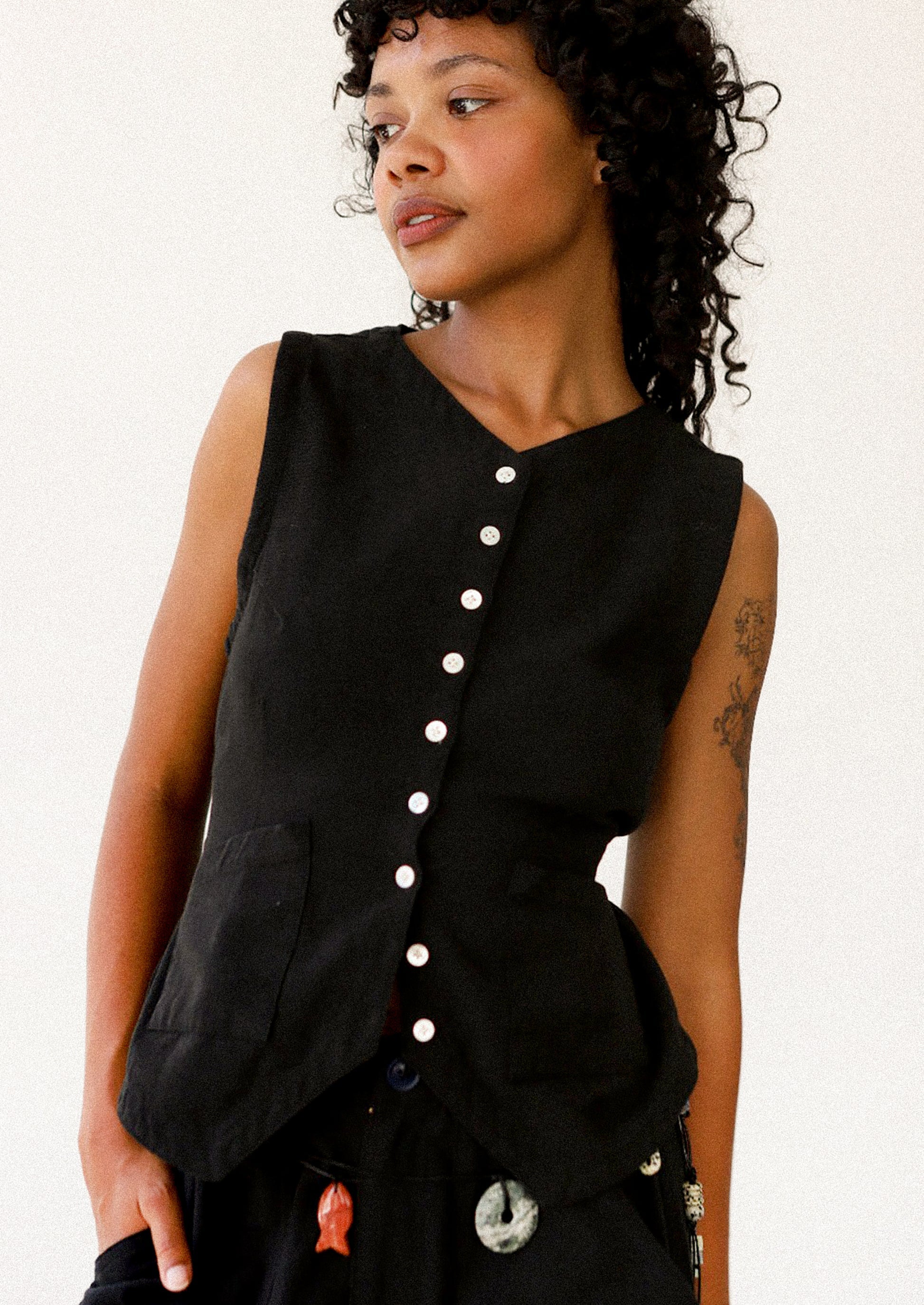 Flared Button Front Vest