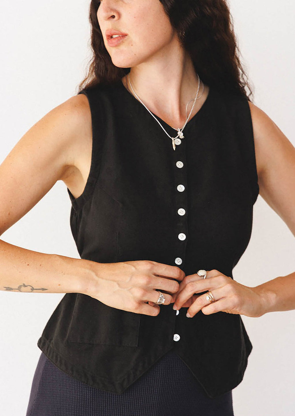 Flared Button Front Vest