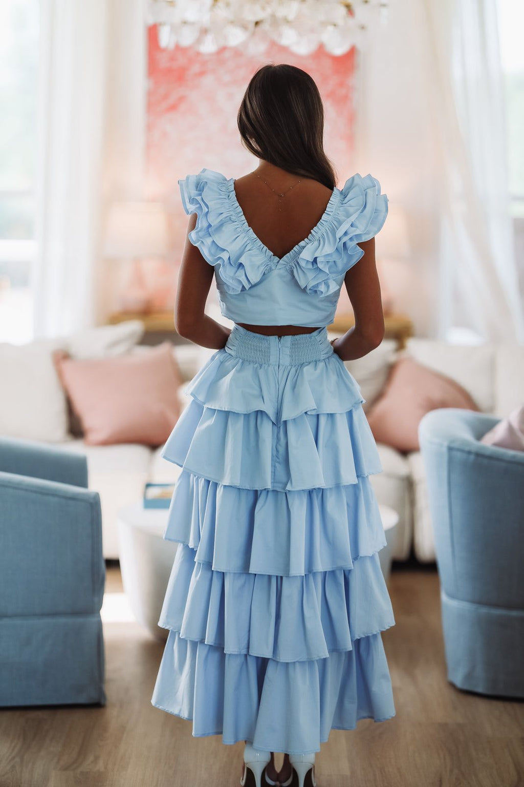 Lemon Zest Maxi Skirt - Baby Blue