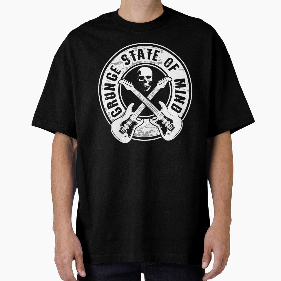 Grunge State of Mind - 90s Rock Guitar & Skull Art by Dmetalx Art Apparel Unisex T-shirt, Sweatshirt, Hoodie, Long Sleeve Tee
