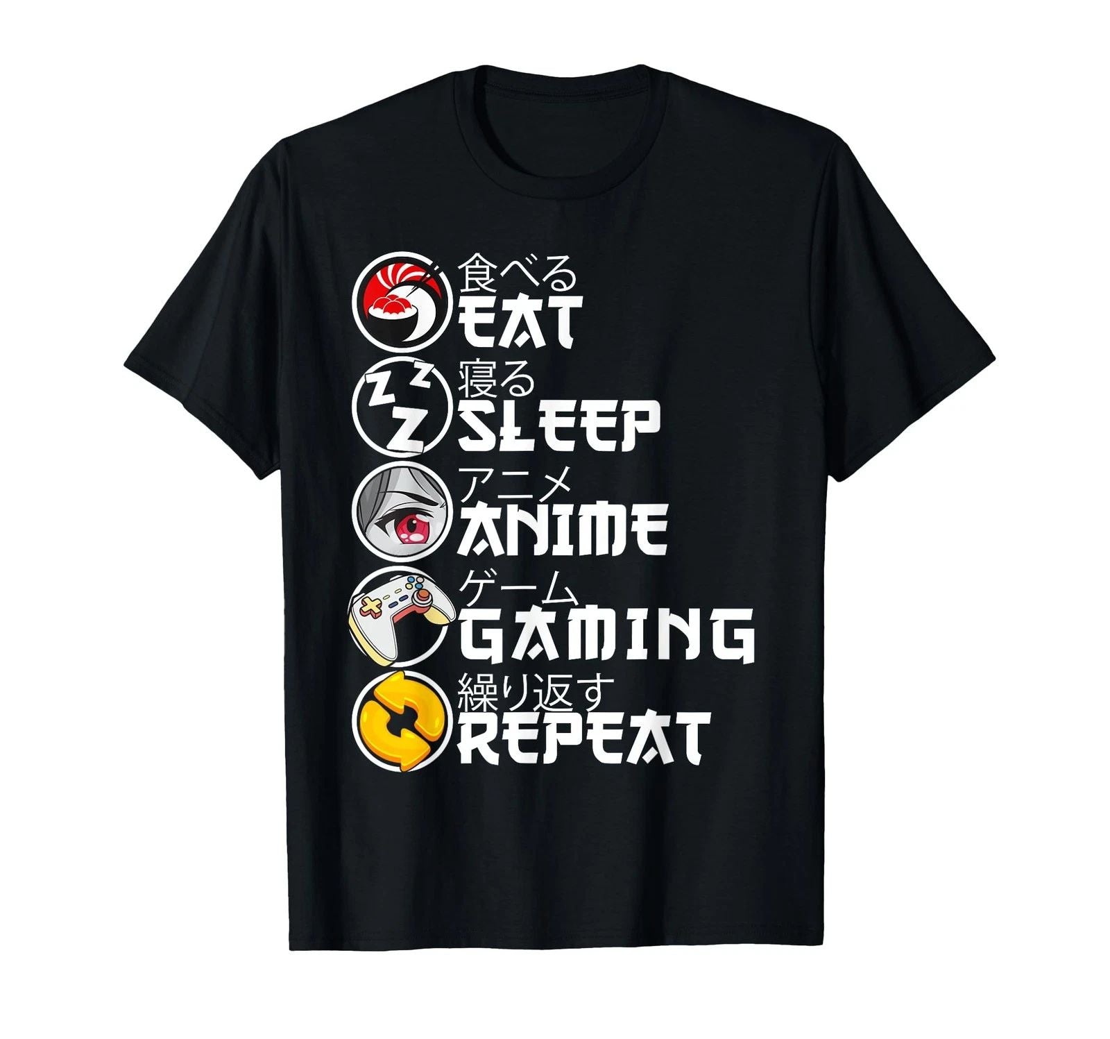 Retro Eat Sleep Anime Gaming Repeat Kawaii Anime Manga Gamer T-Shirt Unisex T-shirt, Sweatshirt, Hoodie, Long Sleeve Tee